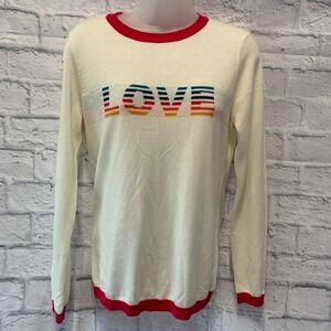 Tommy Hilfiger Womens Size Lightweight Crewneck Love Sweater Pullover Rainbow‎